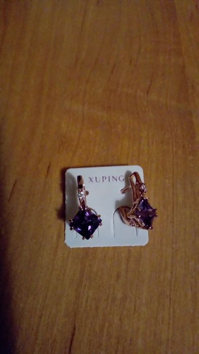 Сережки та перстень з аметистом (набір)