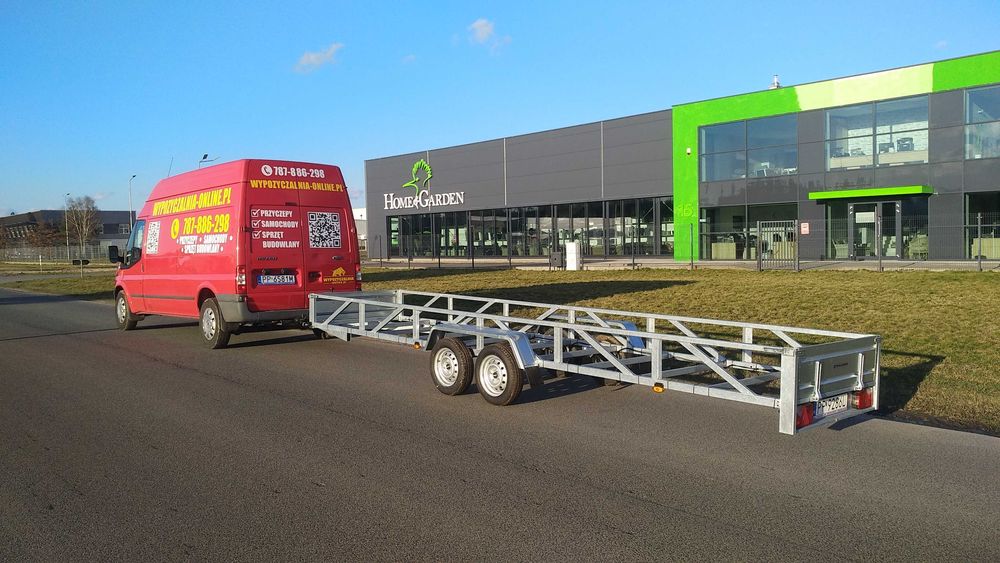 WYPOŻYCZALNIA wynajem wypożycz PRZYCZEPA przyczepka z plandeką towarow
