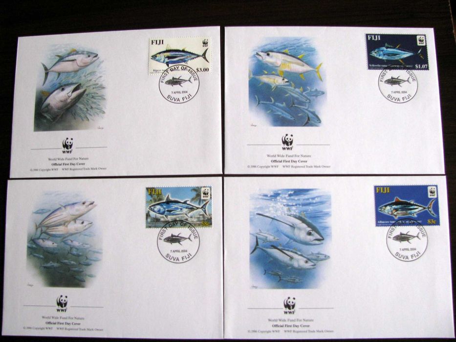 Fidżi - 4 koperty FDC - Ryby WWF