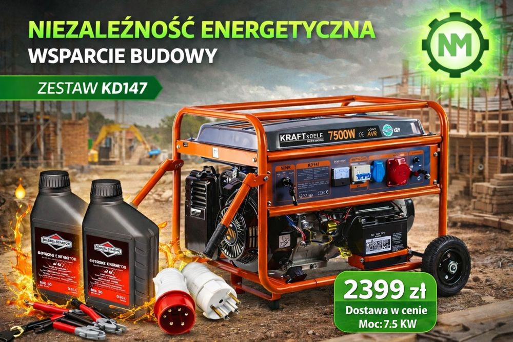 Agregat prądotwórczy KD147 , 7500W 230/400V + 2x olej + dostawa GRATIS