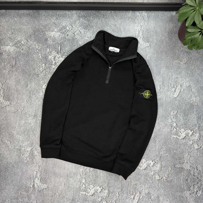 Світшот Stone Island Half‑Zip Sweatshirt чорний світшот 1/3‑zip 1/4‑zip S‑XXL унісекс преміум кофта стон айленд