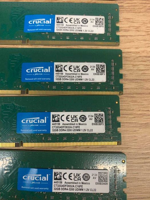 Оперативна пам’ять DDR4 32GB / 64GB / 128GB Crucial/ HyperX Fury