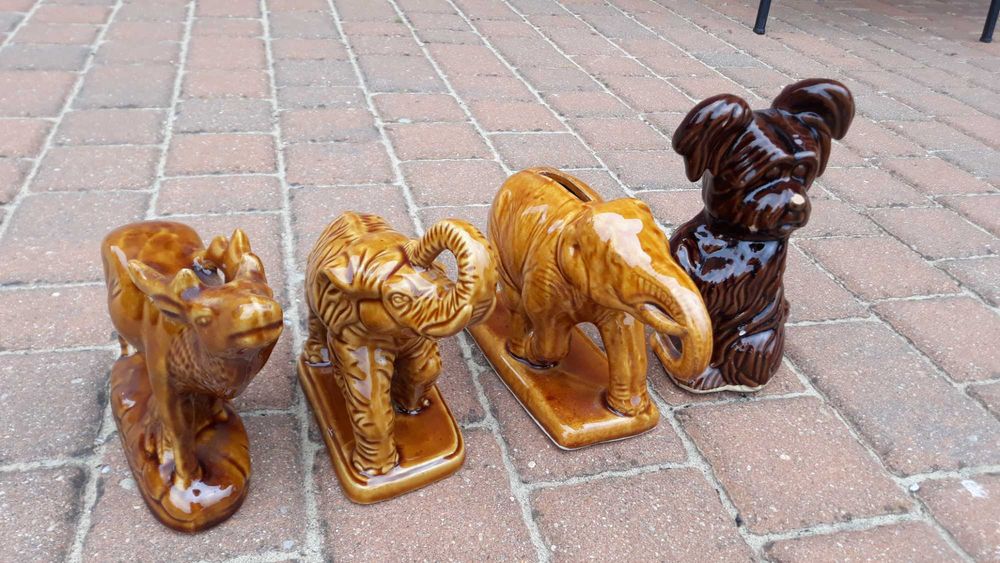 Figurki: słoń, pies, słoń - 3 sztuki