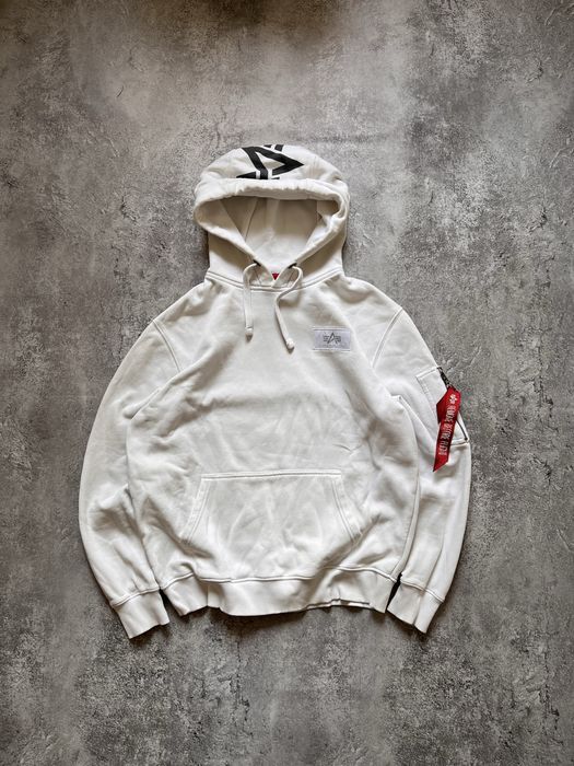 Кежульане Біле Худі від Alpha Industries Big Logo