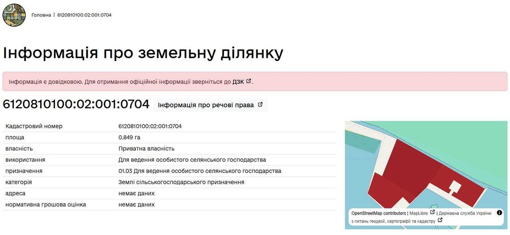 Земельна ділянка сільськогосподарського призначення