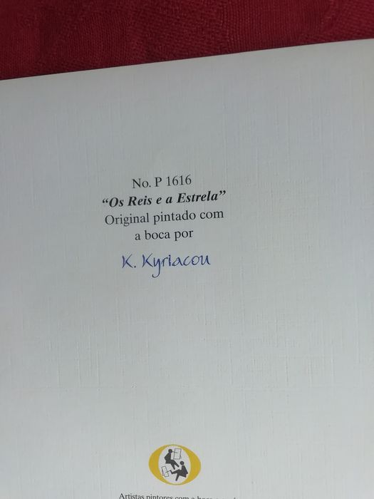 Postal Boas Festas, pintado com a boca