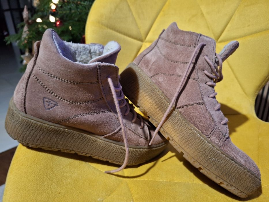 Buty zimowe jesienne różowe Tamaris 38 24cm skóra naturalna kożuszek