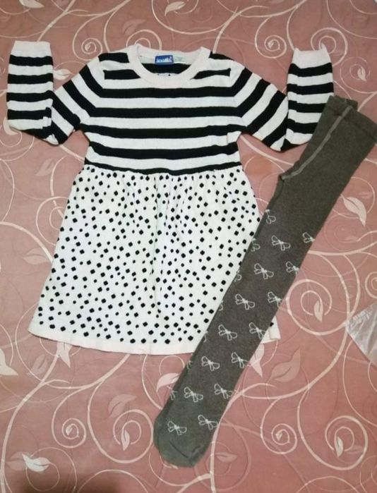 Vestido e meia calça quentinha para menina dos 2 aos 4 anos