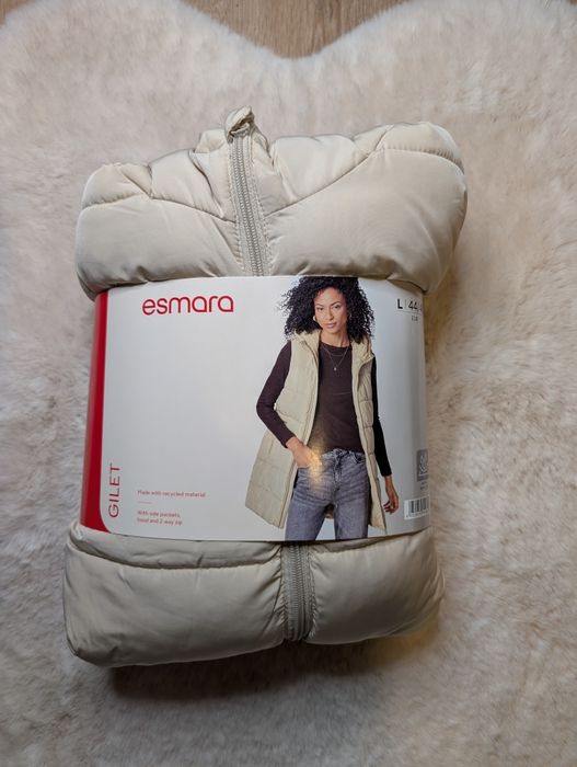 Esmara bezrękawnik beżowy damski długi kamizelka L 44/46