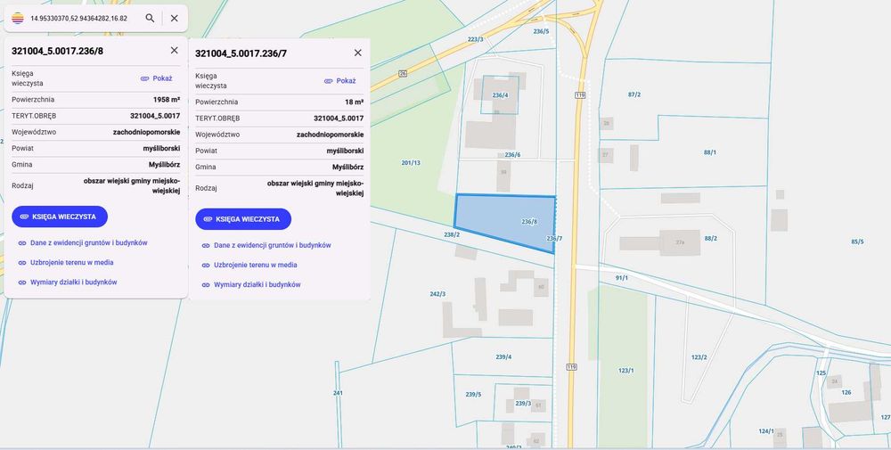 Działka inwestycyjna Renice 1980 m² przy węźle S3, Stacji paliw , Hotelu , restauracji - Widok 2