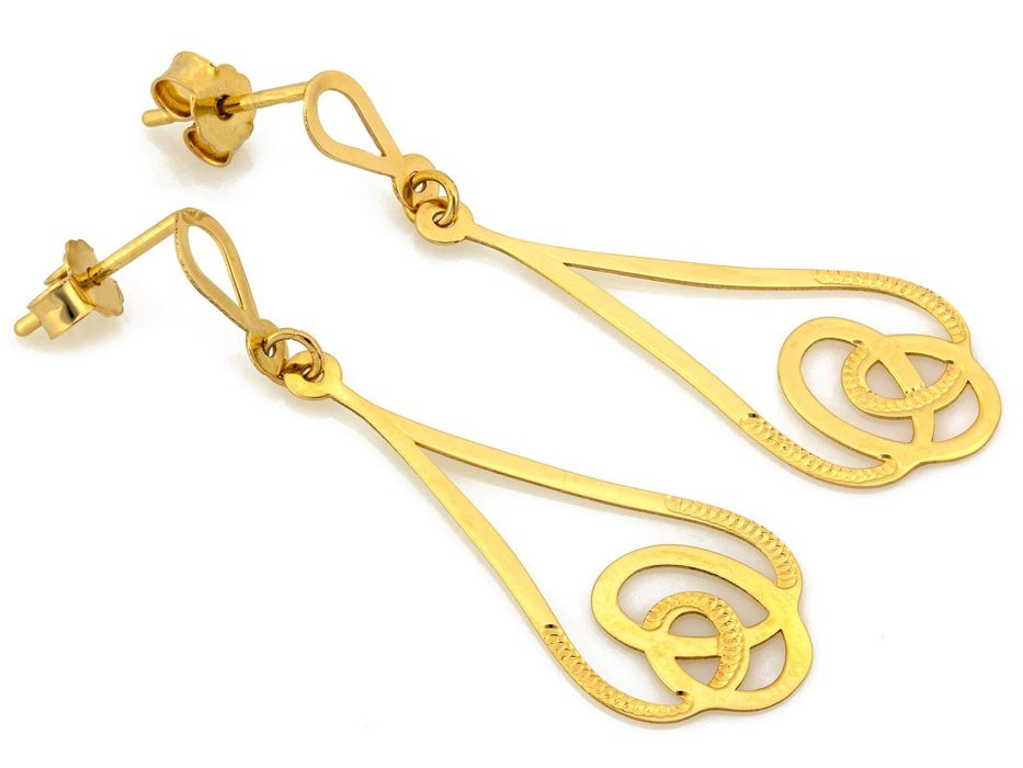 Złote kolczyki sztywne przeplatane PR 585