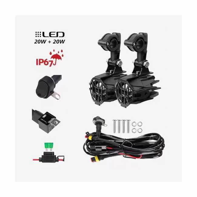 Faróis auxiliares homologados E9 - 40W LED para moto