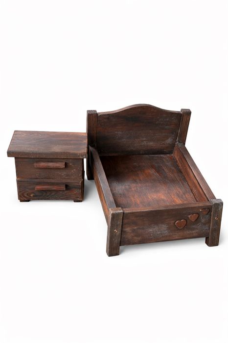 Drewniane łóżeczko + szafka nocna sesja noworodkowa newborn