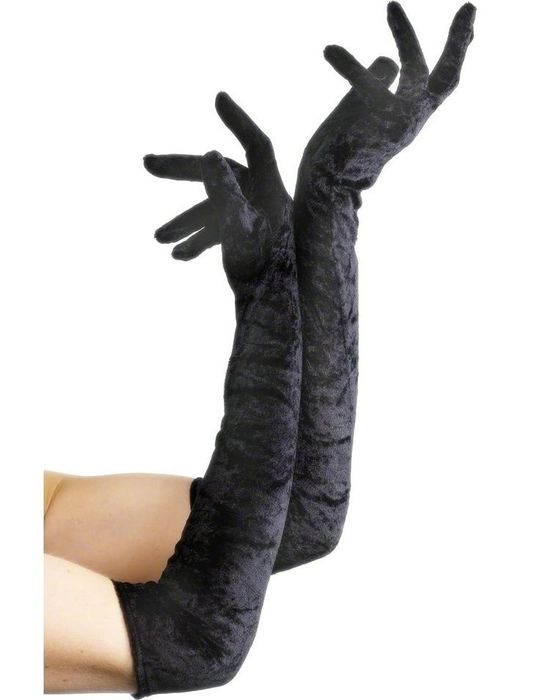 Довгі рукавички з оксамиту Чорні Білі Червоні