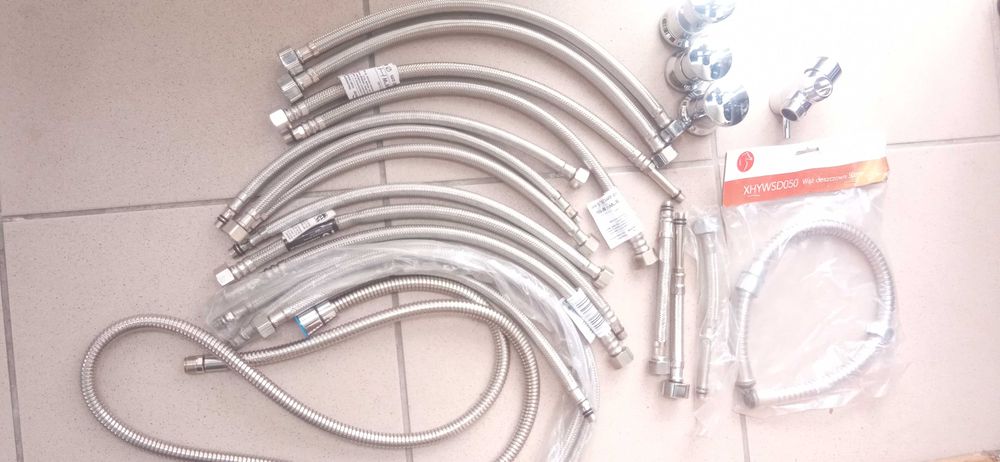 Wężyki do kranów 17sztuk nowe i nie tylko