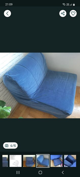 Fotel rozkładany Ikea stan dobry plus pojemnik na pościel Polecam