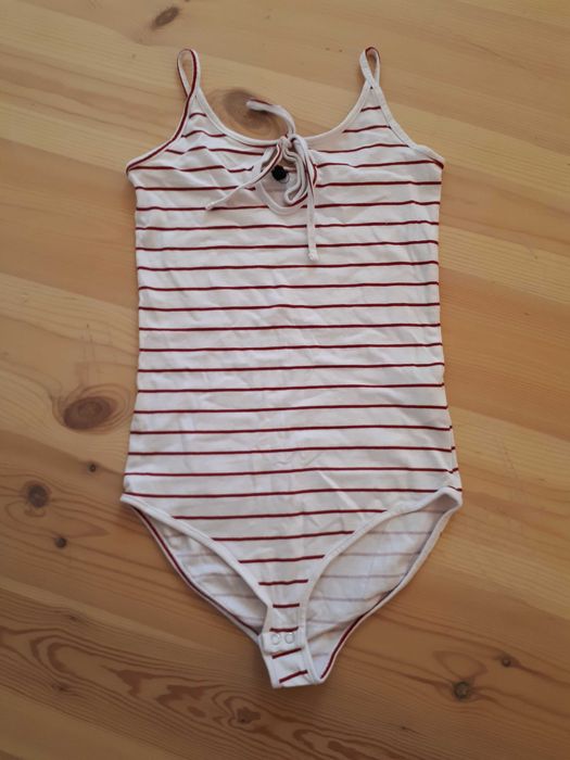 Białe body w paski XS