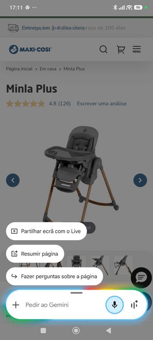 Cadeira de bebe de refeição Maxi cose