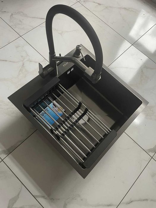 Мийка для кухні Kraft 5050 та кран з підключенням до фільтра Kroner.