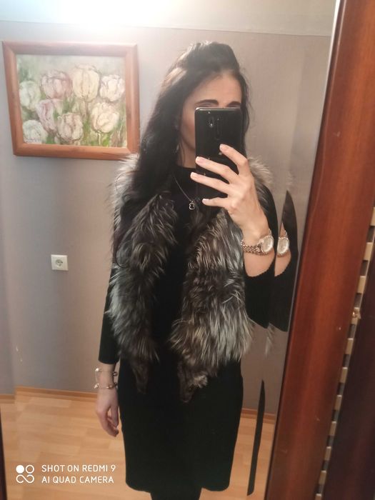kamizelka z naturalnego futra srebrnego lisa