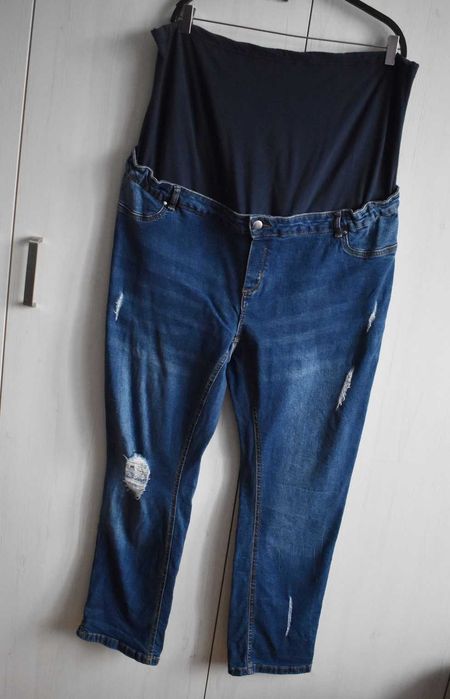 Spodnie ciążowe 52 6XL dżinsowe proste jeansowe wygodne elastyczne