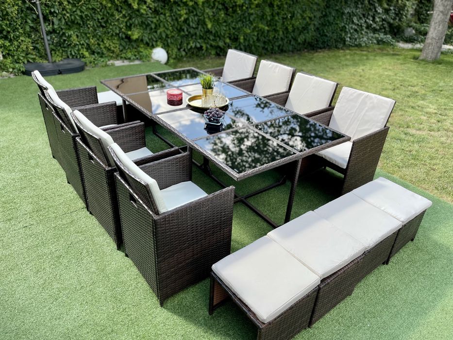 KORFU XXL  CUBE styl zestaw technorattan brąz meble ogrodowe