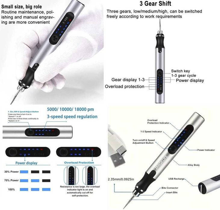 USB - Гравировочная ручка фрезер гравер Dremel + насадки