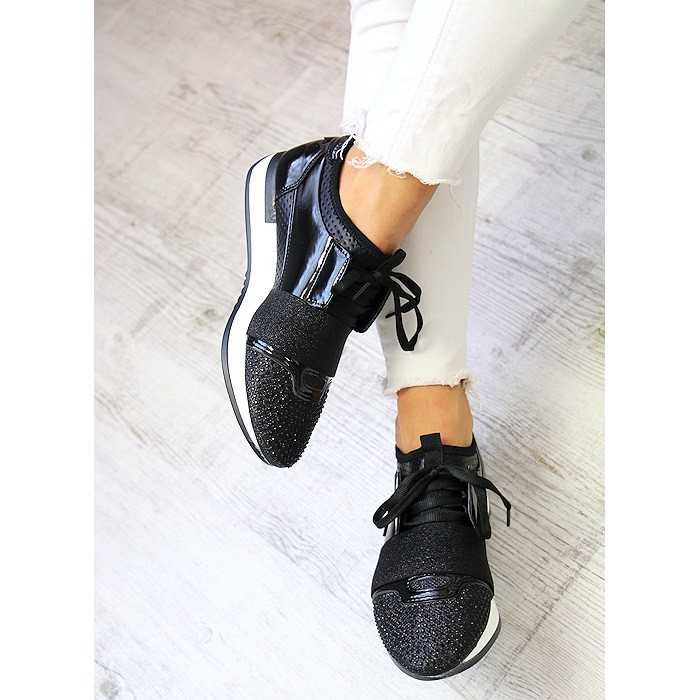Nowe czarne i srebrne  błyszczące  adidasy 2 pary  34/35