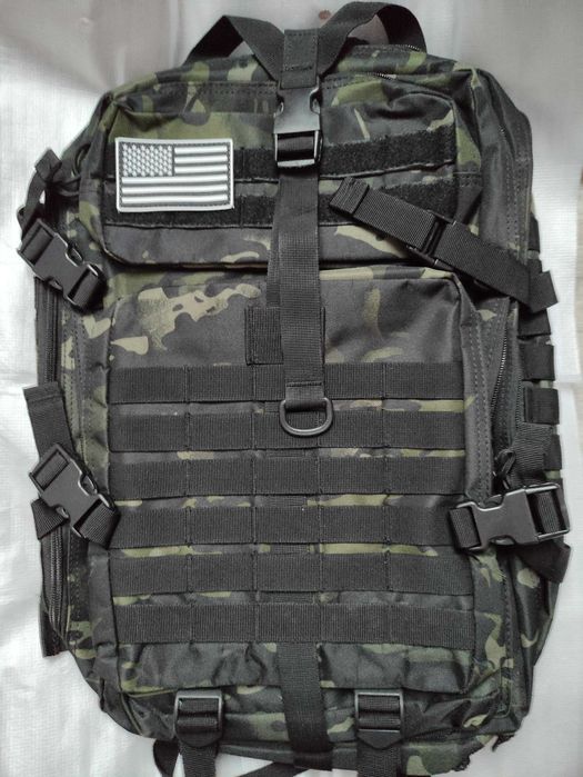 Plecak patrolowy taktyczny wojskowy turystyczny MOLLE Oxford 600D 45L CZARNY MULTICAM