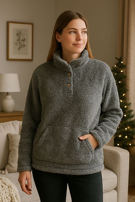 Szara pluszowa bluza sweter damski XL