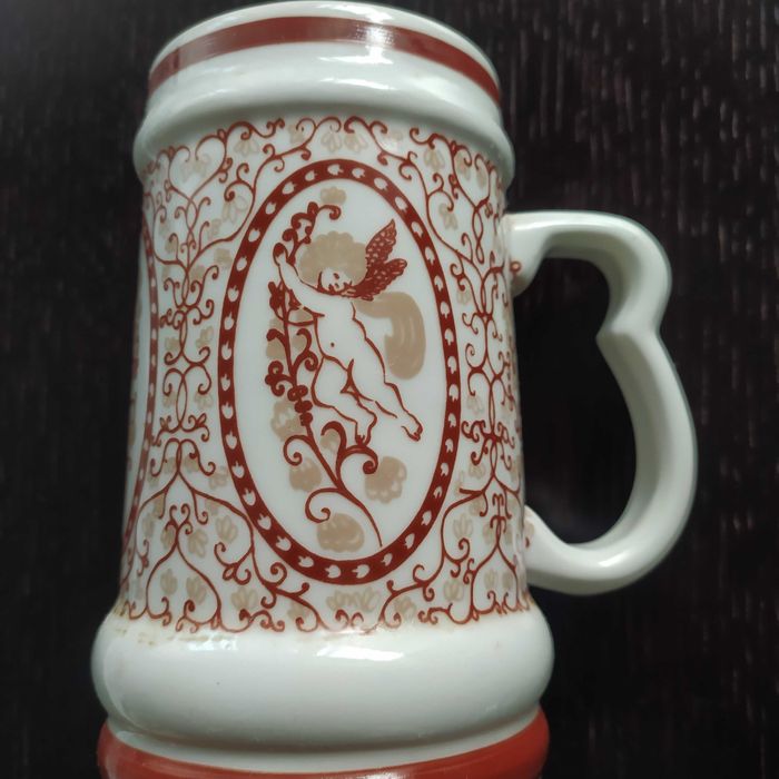 Kufel do piwa, PRL, porcelanowy, zabytkowy, Bogucice z 1972 r.