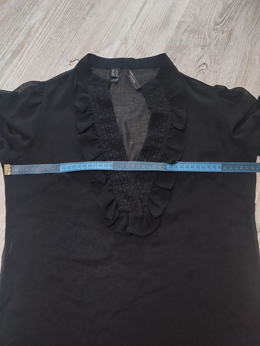 Mango Suit 38 M bluzka damska prześwitująca żabot falbana elegancka