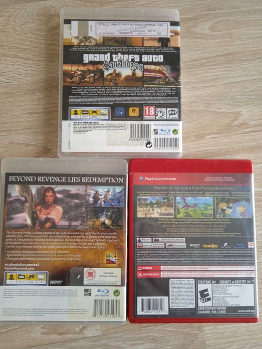 PS3 Lote 3 jogos GTA San Andreas, Ni No Kuni, Heavenly Sword