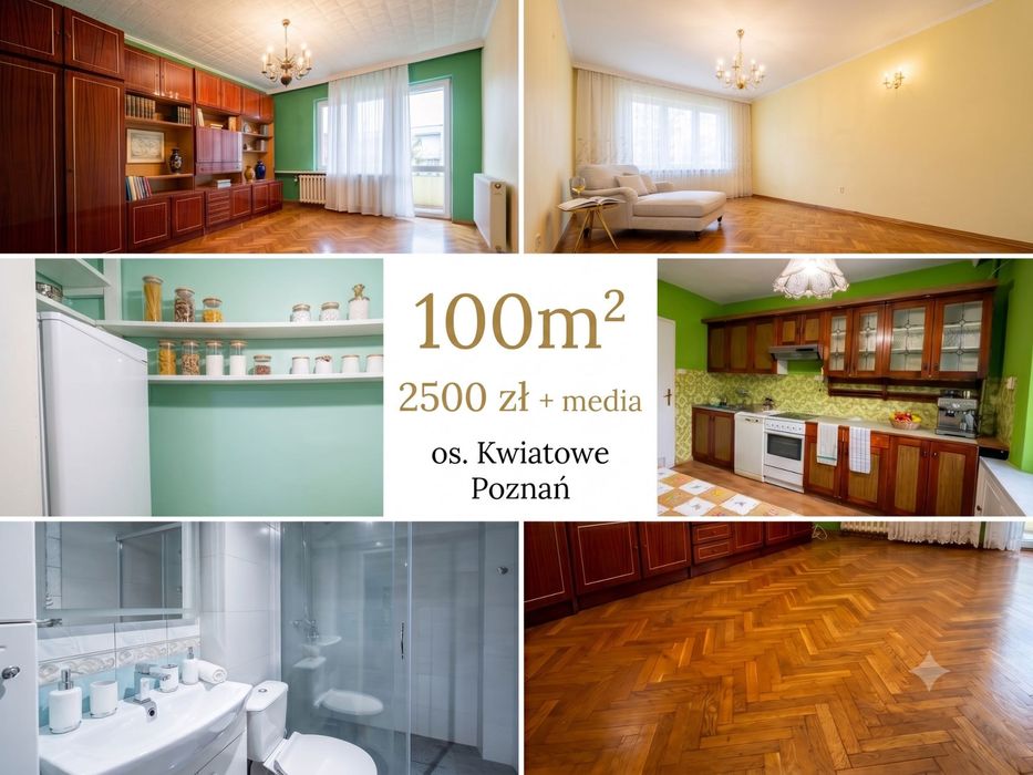 Mieszkanie 3 pokojowe, 100m2, bezczynszowe - Poznań os. Kwiatowe
