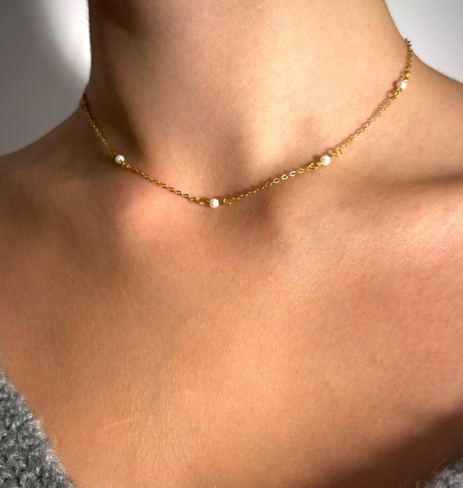 Naszyjnik pozłacany z perełkami