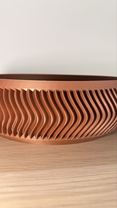 Taça Decorativa Terracota Textura Ondulada
