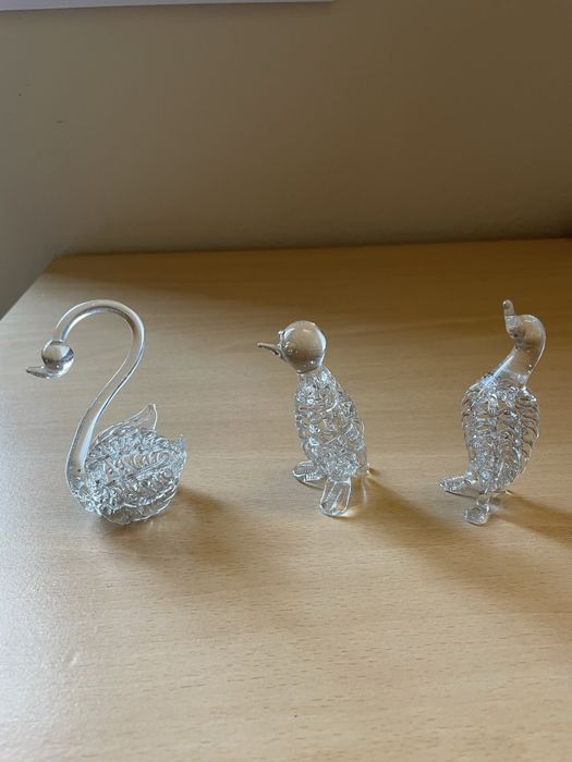 Figurki szklane 3 sztuki prl