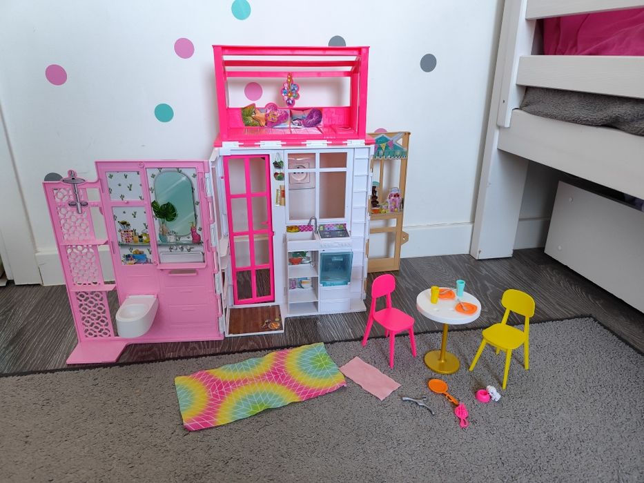 Kompaktowy domek Barbie, domek Barbie, Barbie, składany domek Barbie