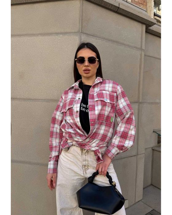 Koszula flanelowa damska w kratę oversize XS/S/M HIT 2026