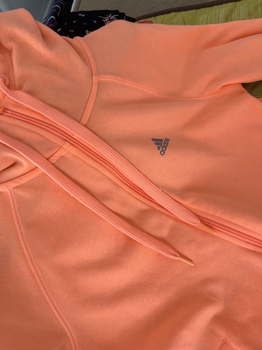 rozpinana neonowa pomarańczowa bluza z kapturem Adidas XS