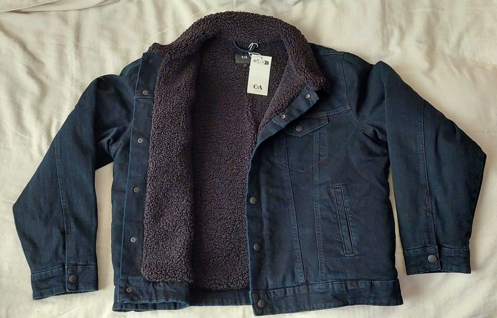 Nowa modna kurtka męska na wiosnę jeansowa z kożuszkiem C&A roz. XL