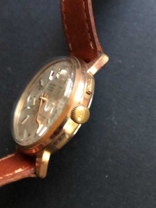 cauny cronógrafo calibre landeron 187 antigo corda relógio pulso homem
