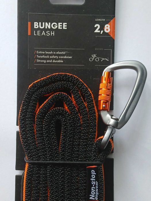 Non-stop Bungee Leash Smycz amortyzowana*2,8metry czarno-pomaranczowa