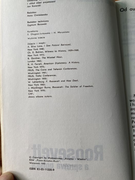 Książka,,Roosevelt a sprawa Polska „1983 rok