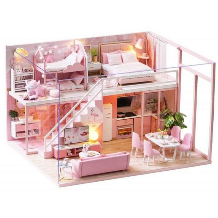 3D Румбокс Двоповерхова вілла "Фламінго" DIY + пилозахисний купол