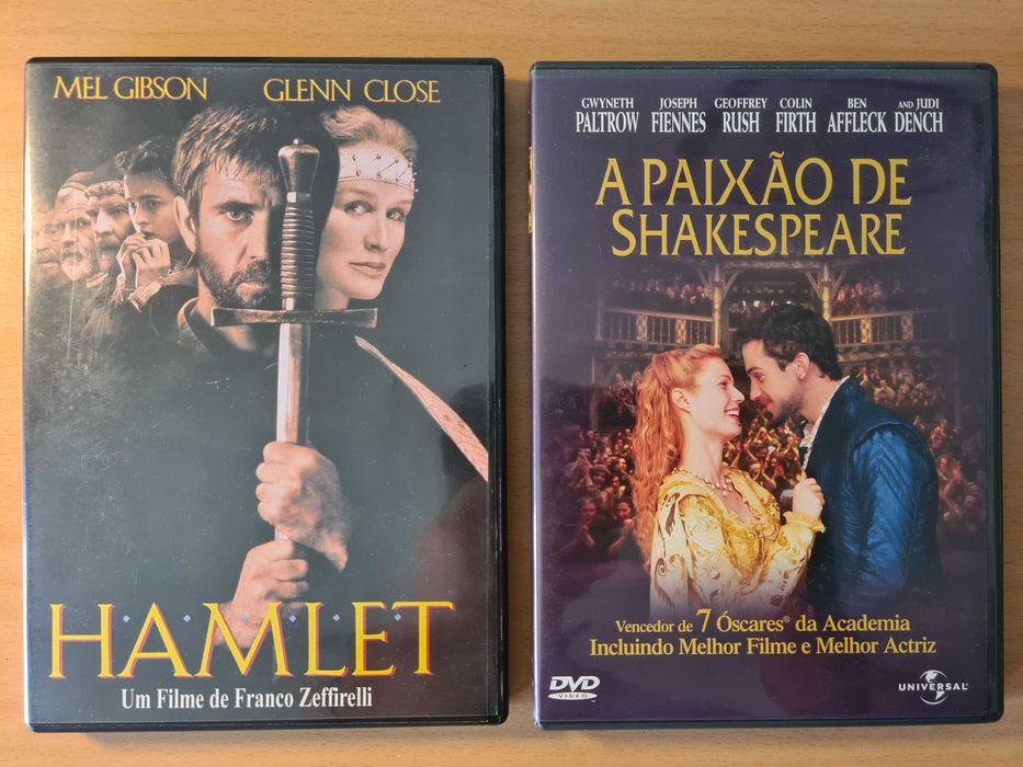 2 filmes em DVD sobre Shakespeare: Hamlet e A Paixão de Shakespeare