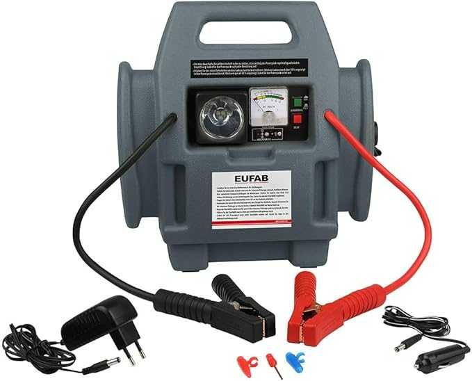 Urządzenie rozruchowe z kompresorem EUFAB 166437Ah  lampą LED 12V 300A