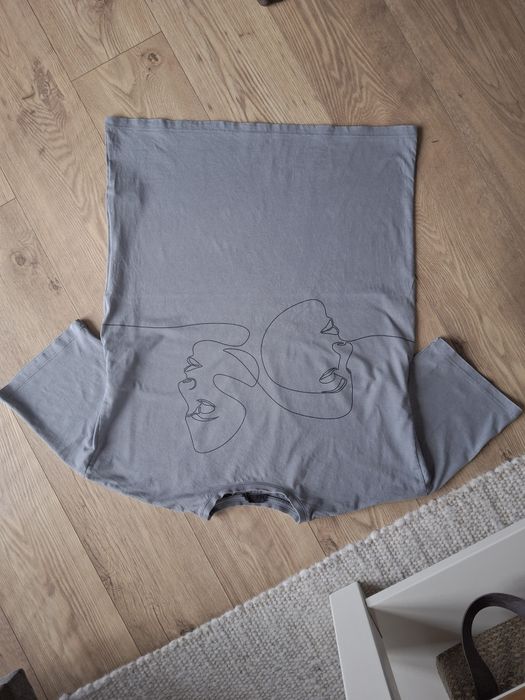 Rozmiar M L, Even&Odd długi szary T-shirt oversize