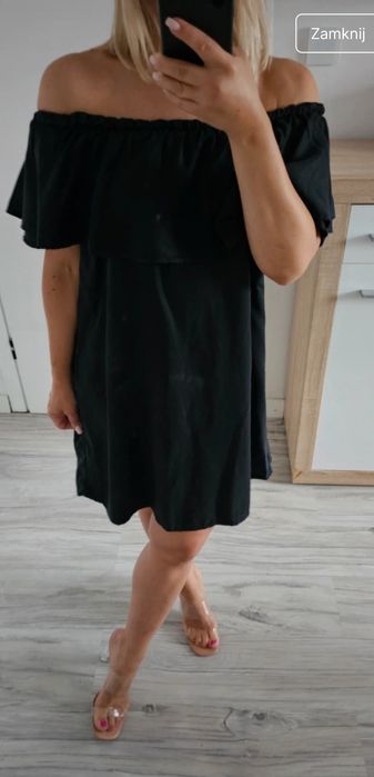 Czarna sukienka oversize Zara lyocell