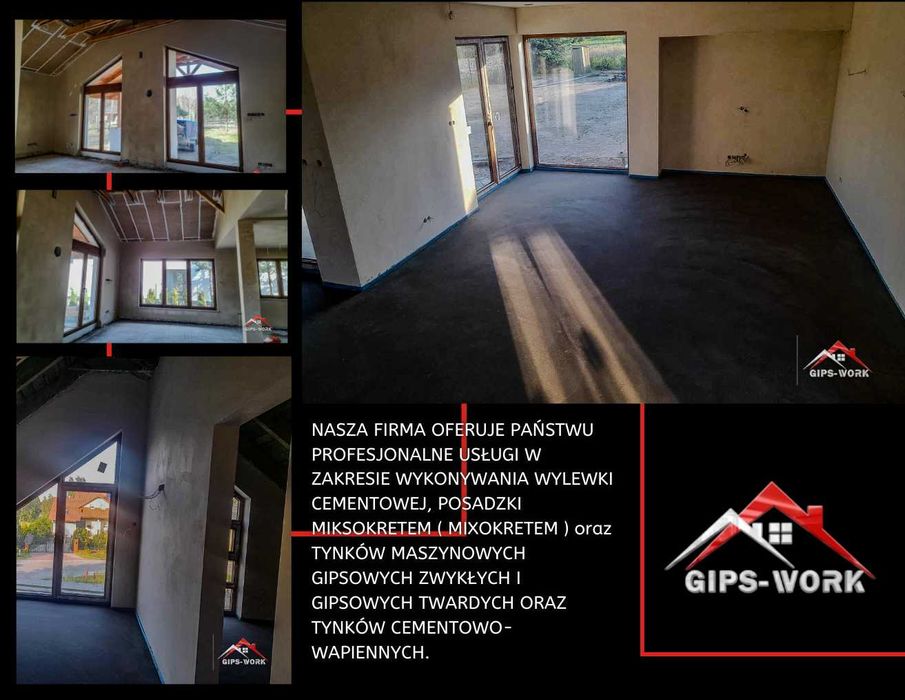 Wylewki, posadzki miksokretem, mixokret tynki maszynowe Kock, Michów